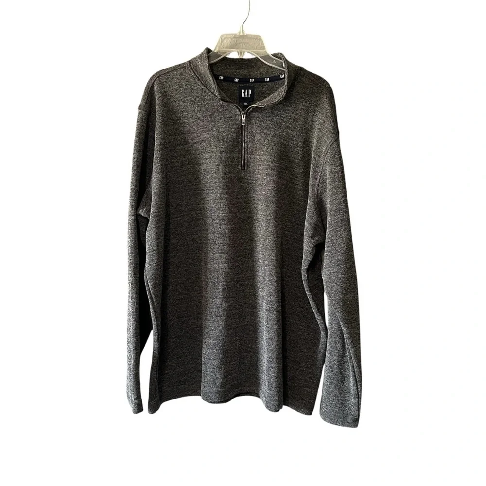 GAP Gray Quarter Zip Pullover Sweater XXL Men’s Mock Neck Casual Sweatshirt